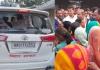 Minister's convoy vehicle damaged by irate villagers in Madhubani