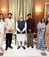 Actor Mammootty Meets PM Modi with Family After Receiving Padma Bhushan