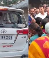 Minister's convoy vehicle damaged by irate villagers in Madhubani