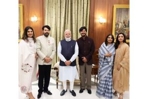 Actor Mammootty Meets PM Modi with Family After Receiving Padma Bhushan